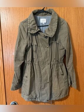 Ann Taylor Loft Full Zip Jacket Olive Green Small